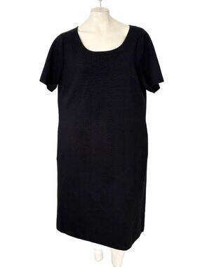 NWT SUTTON STUDIO 100% Merino Wool Short Sleeve Midi Dress in Black  SZ 2X